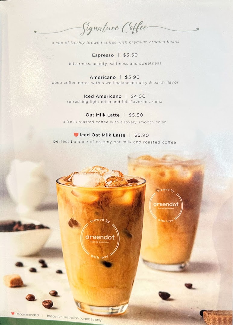 A coffee menu displaying various iced coffee drinks with prices and descriptions.
