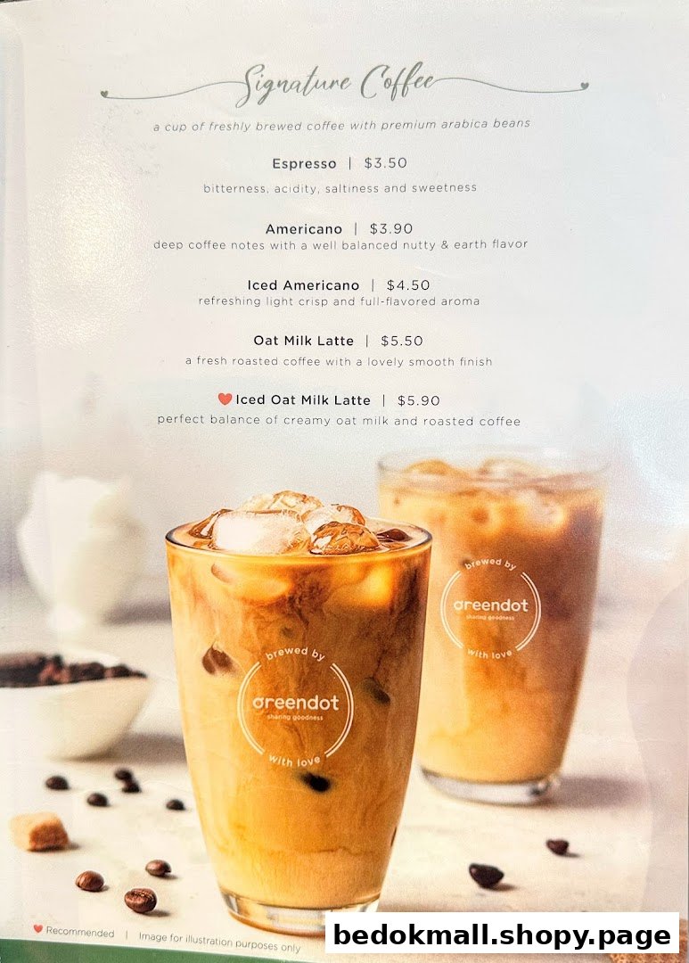 A coffee menu displaying various iced coffee drinks with prices and descriptions.