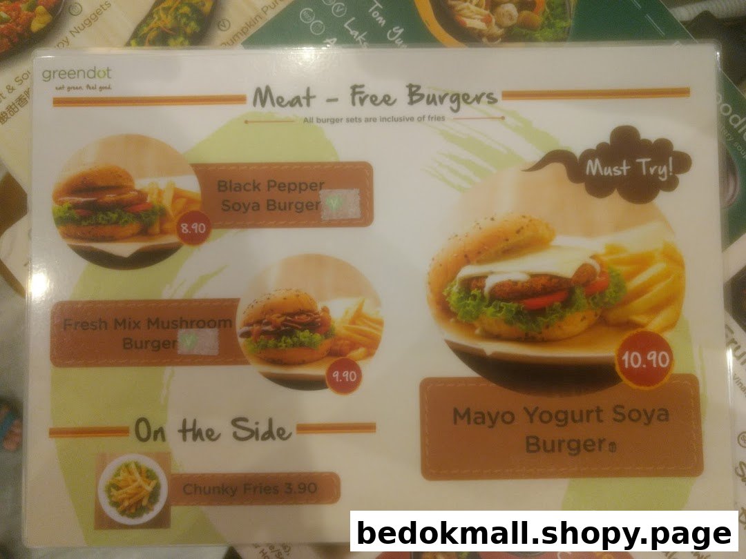 A menu displaying meat-free burgers and fries with prices.