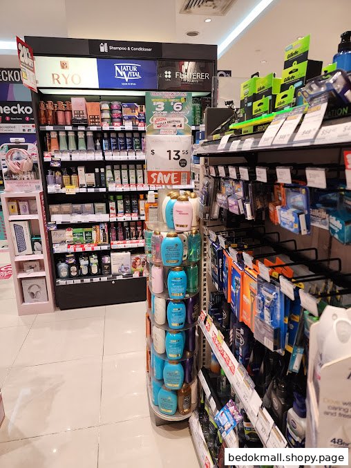 Interior view of a retail shop with shelves of health and beauty products.