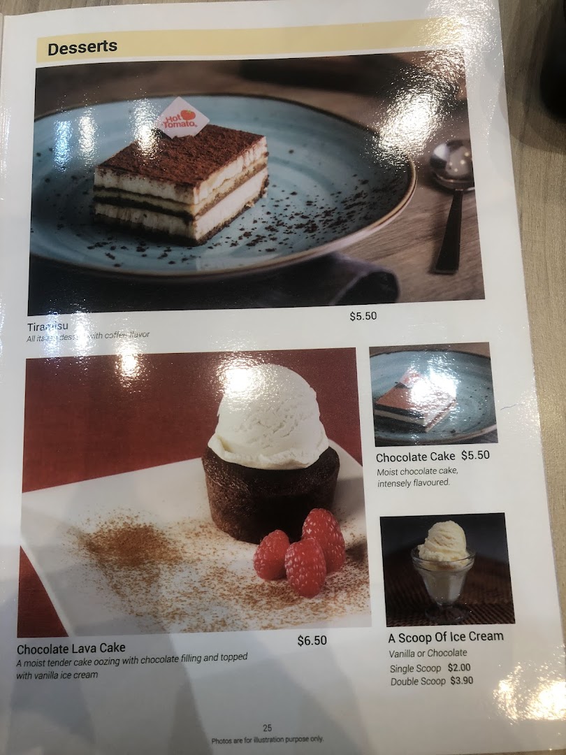 A menu page displaying various desserts with their prices and images.