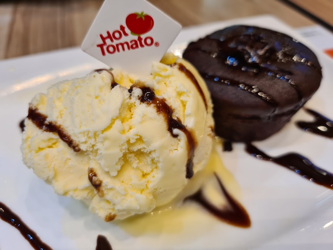 Vanilla ice cream and chocolate lava cake with sauce on a white plate.