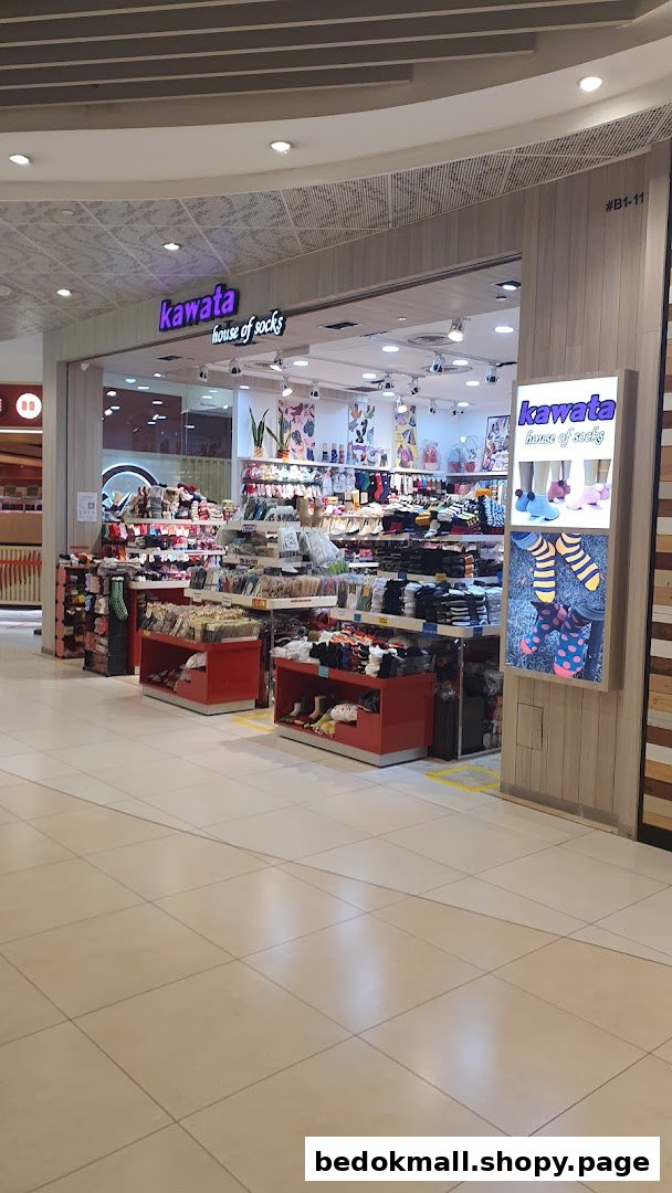 Shop front of Kawata House of Socks, displaying various socks inside.