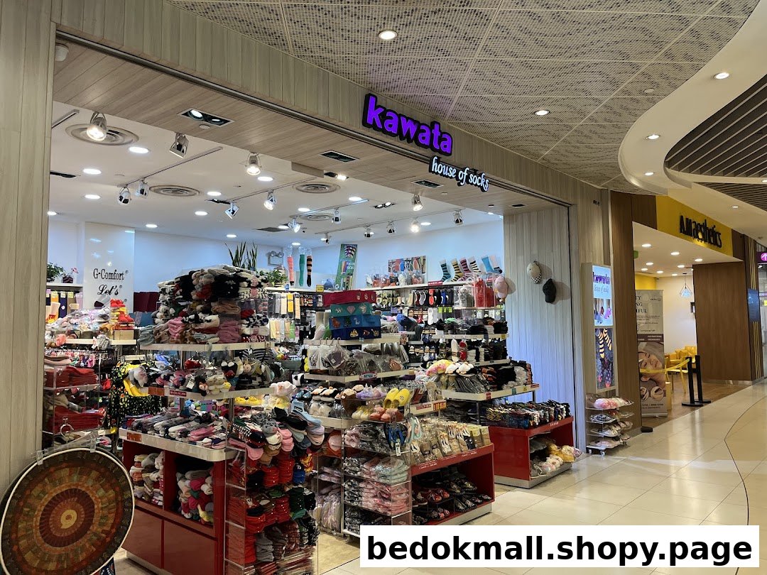 The image shows the entrance of Kawata House of Socks, filled with products.