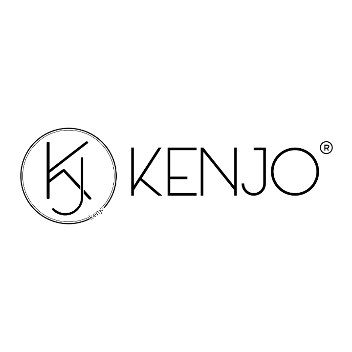 Black and white logo for KENJO with a circular emblem.