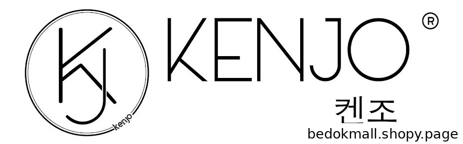 Black and white logo for KENJO with initials KJ in a circle and Korean text.