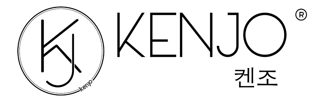 Black and white logo for KENJO with text and circular emblem.