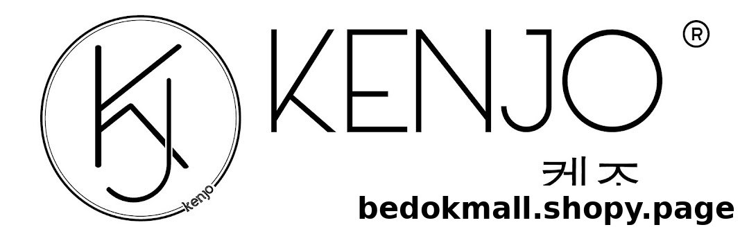 Black and white logo for KENJO with text and circular emblem.