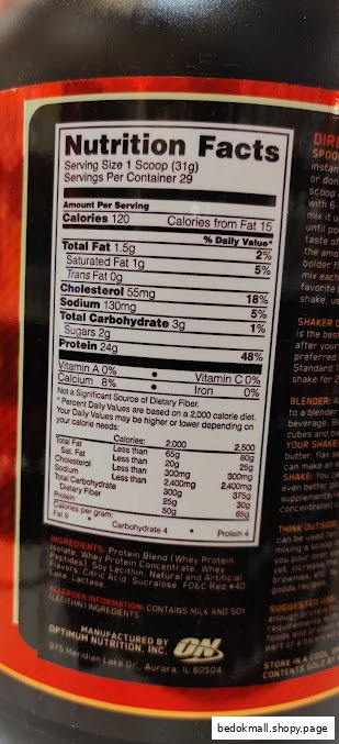 Close-up of a product's nutrition facts and ingredients label.