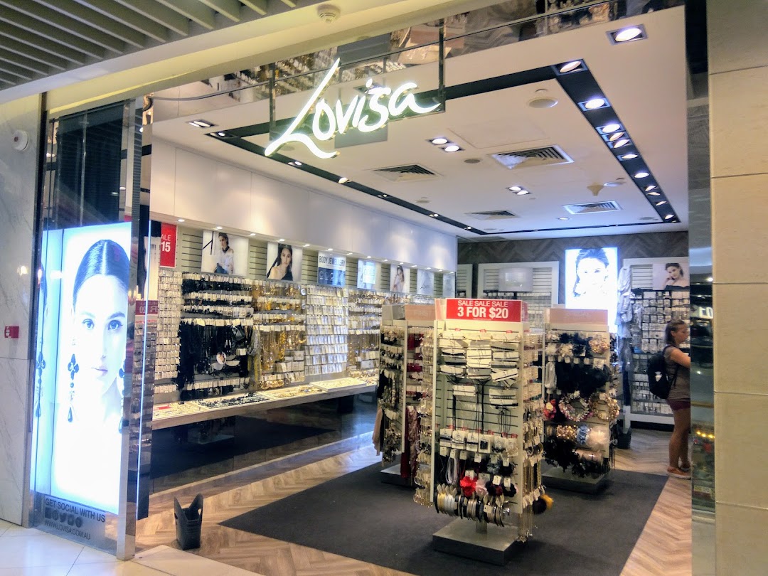 The entrance of a Lovisa jewelry and accessories shop with products visible inside.