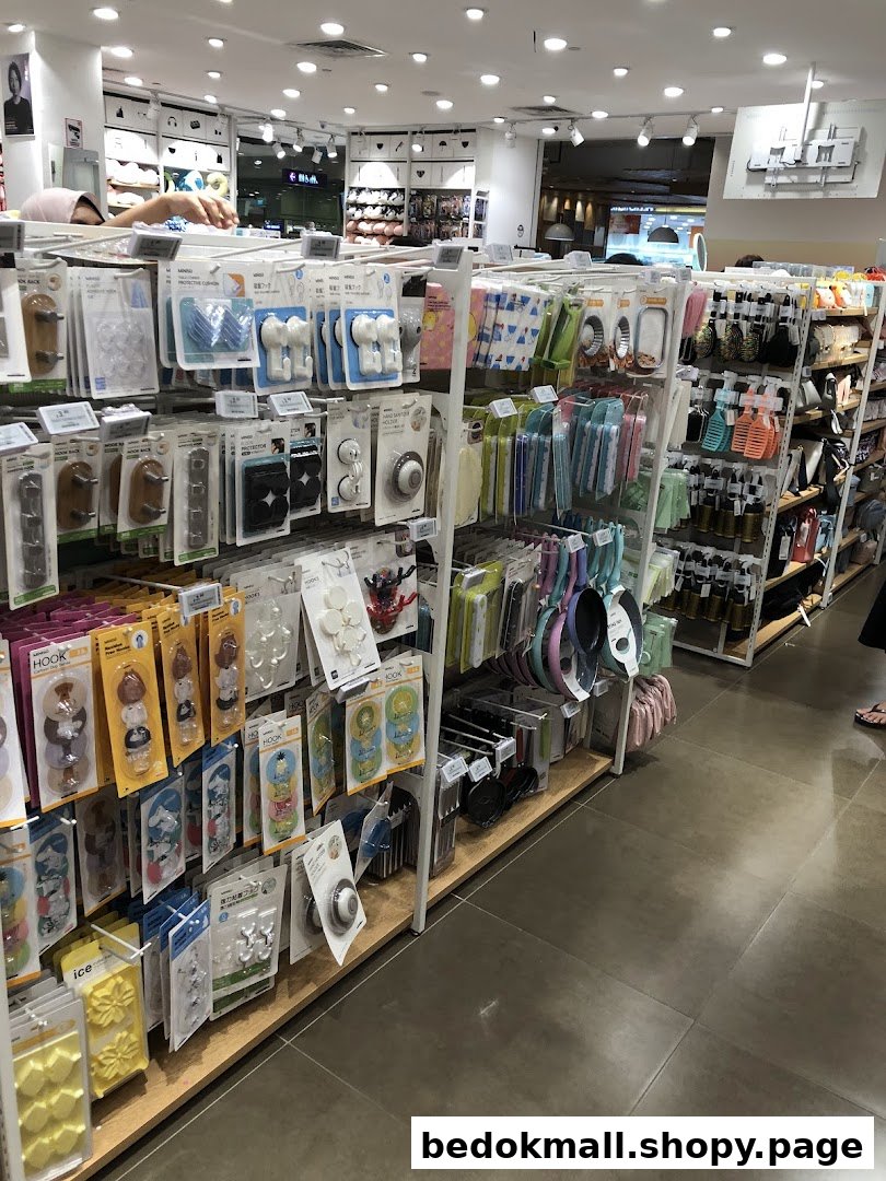 Interior view of a MINISO store with shelves full of various products.