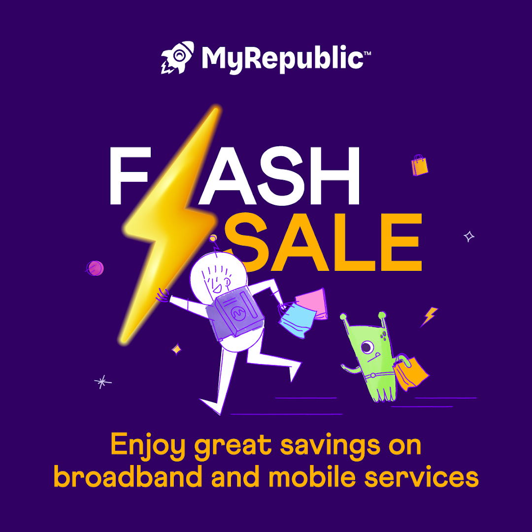 Promotional graphic for MyRepublic's flash sale on broadband and mobile services.