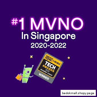 Award graphic for #1 MVNO in Singapore with tech award.