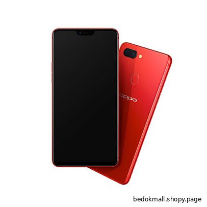 Two red OPPO smartphones, one showing the front and one the back.