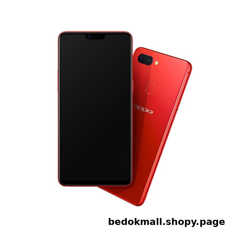 Two red smartphones, one showing the front and one showing the back.