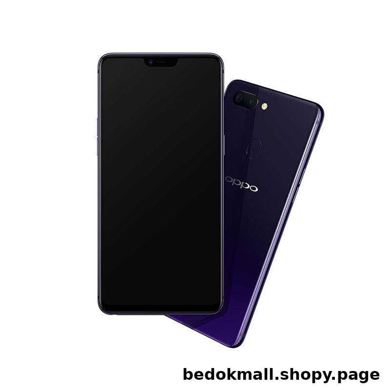 Two purple OPPO smartphones, showing front and back views.