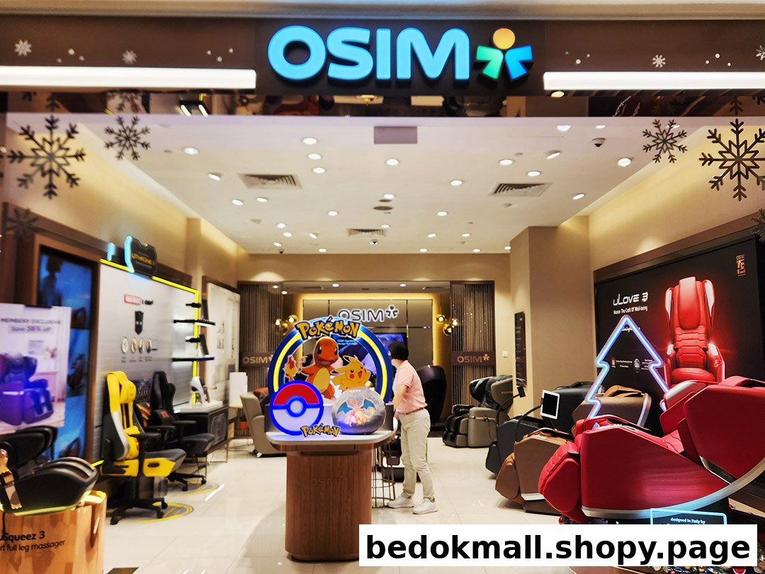 Interior view of an OSIM store displaying massage chairs and products.