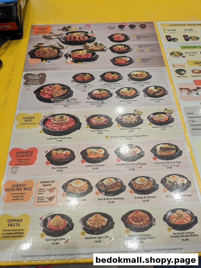 Restaurant menu with food photos, descriptions, and prices.