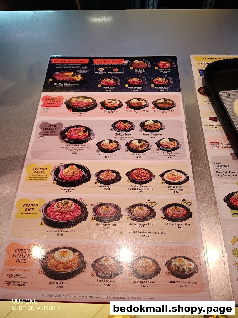A detailed menu displaying various food items and prices.