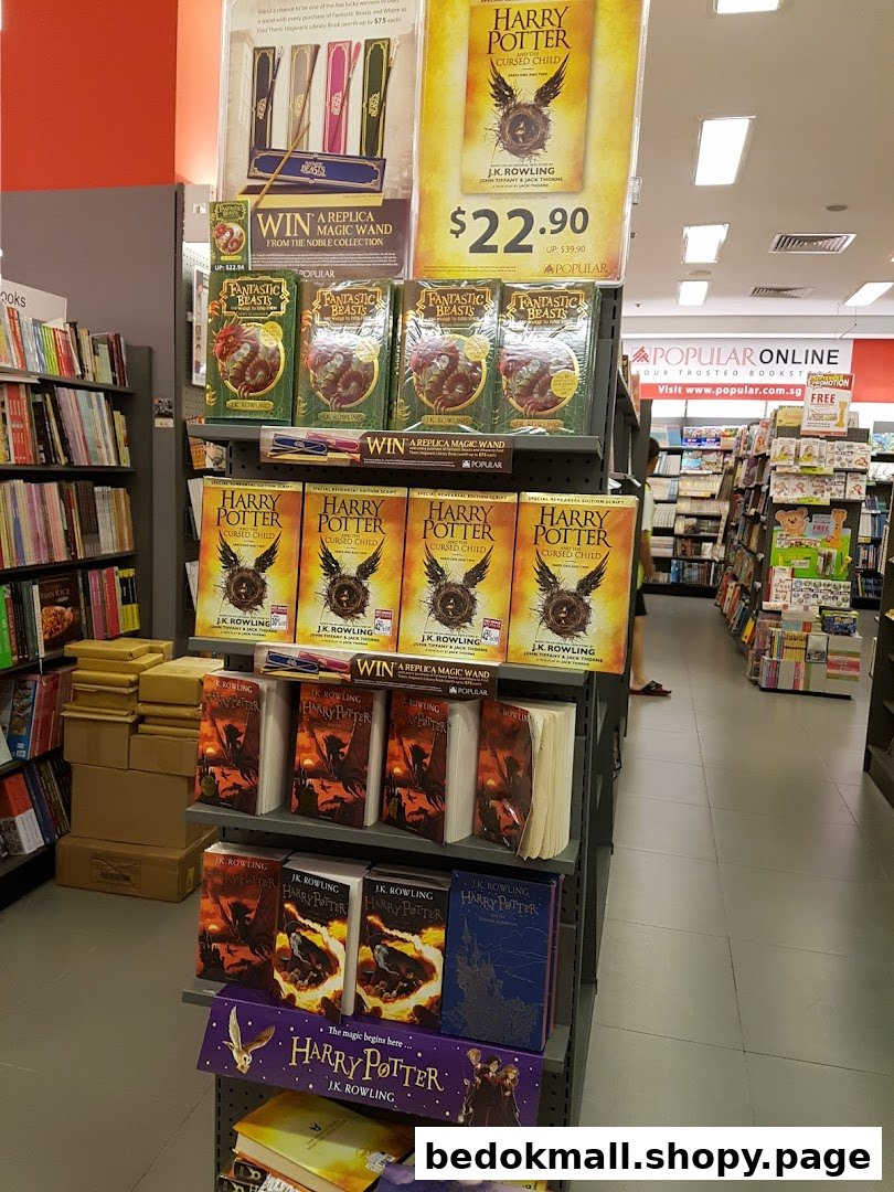 Interior shot of a bookstore with a prominent Harry Potter book display.