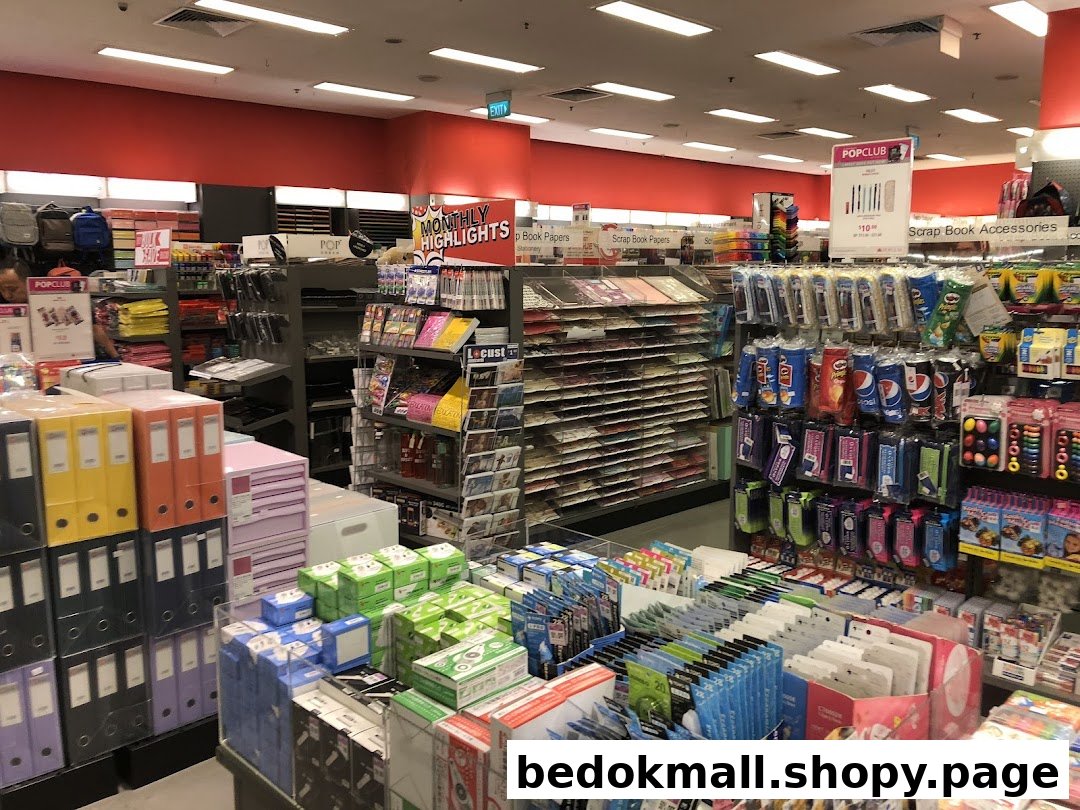 Interior view of a stationery and craft supplies section in a bookstore.