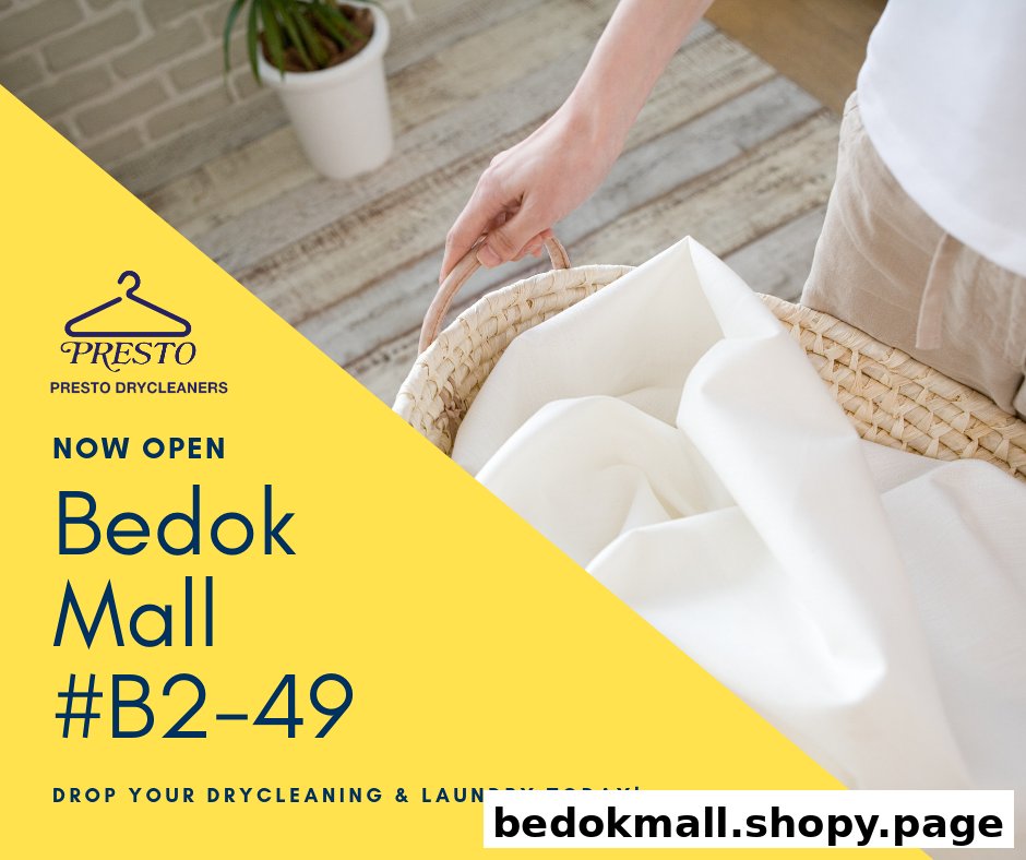 Promotional image showing a hand with laundry and new store opening details.