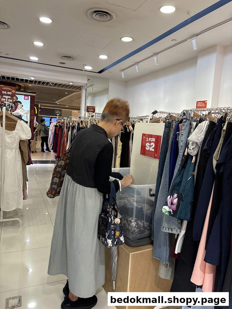 Customer browsing clothes inside a retail shop.