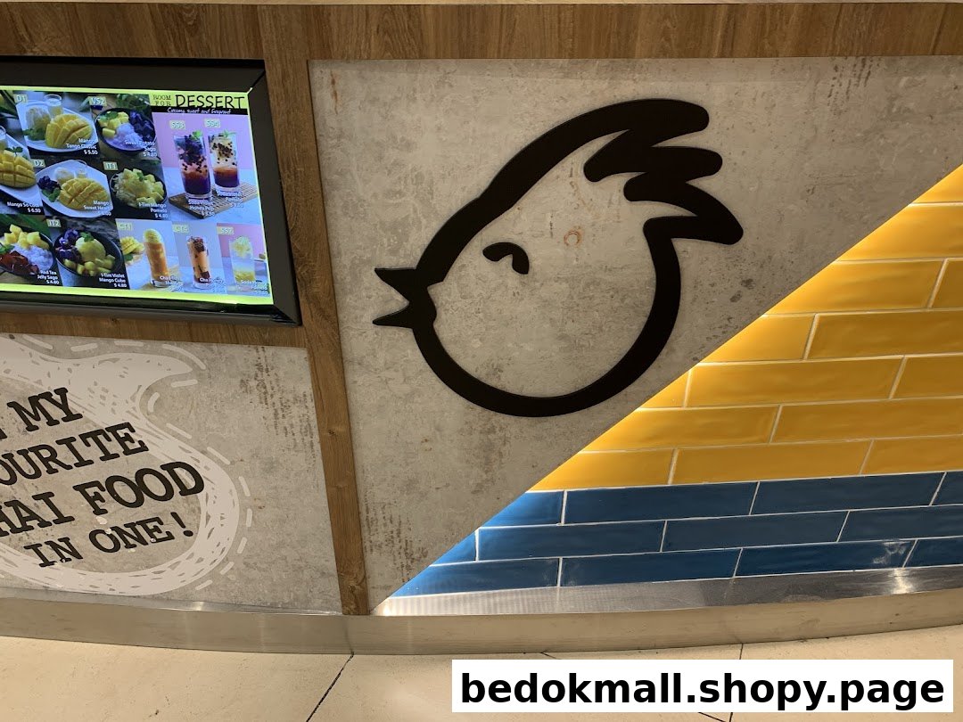 Digital menu display featuring Thai desserts and drinks, alongside shop branding elements.