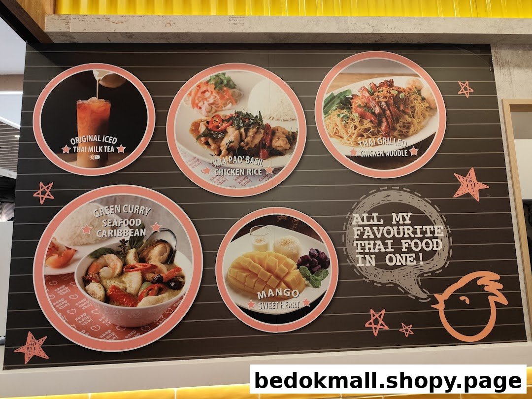 Display board showing various Thai food and drink items with names.