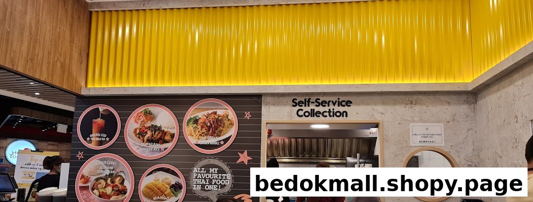 Interior of a Thai shop with food display and self-service collection area.