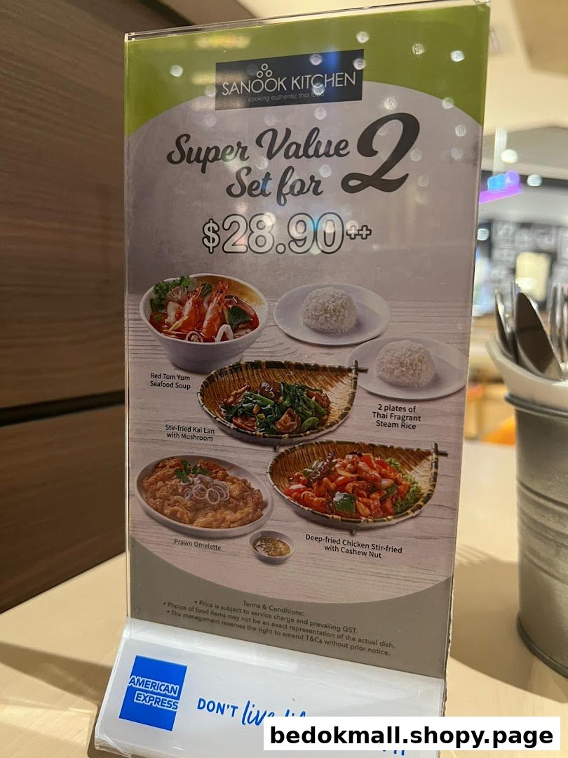 A menu display for Sanook Kitchen showing a Super Value Set for 2.