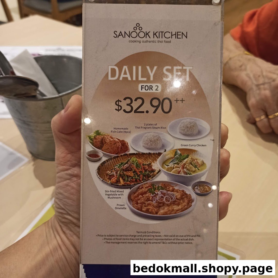 A menu for Sanook Kitchen's Daily Set, showing food photos and price.