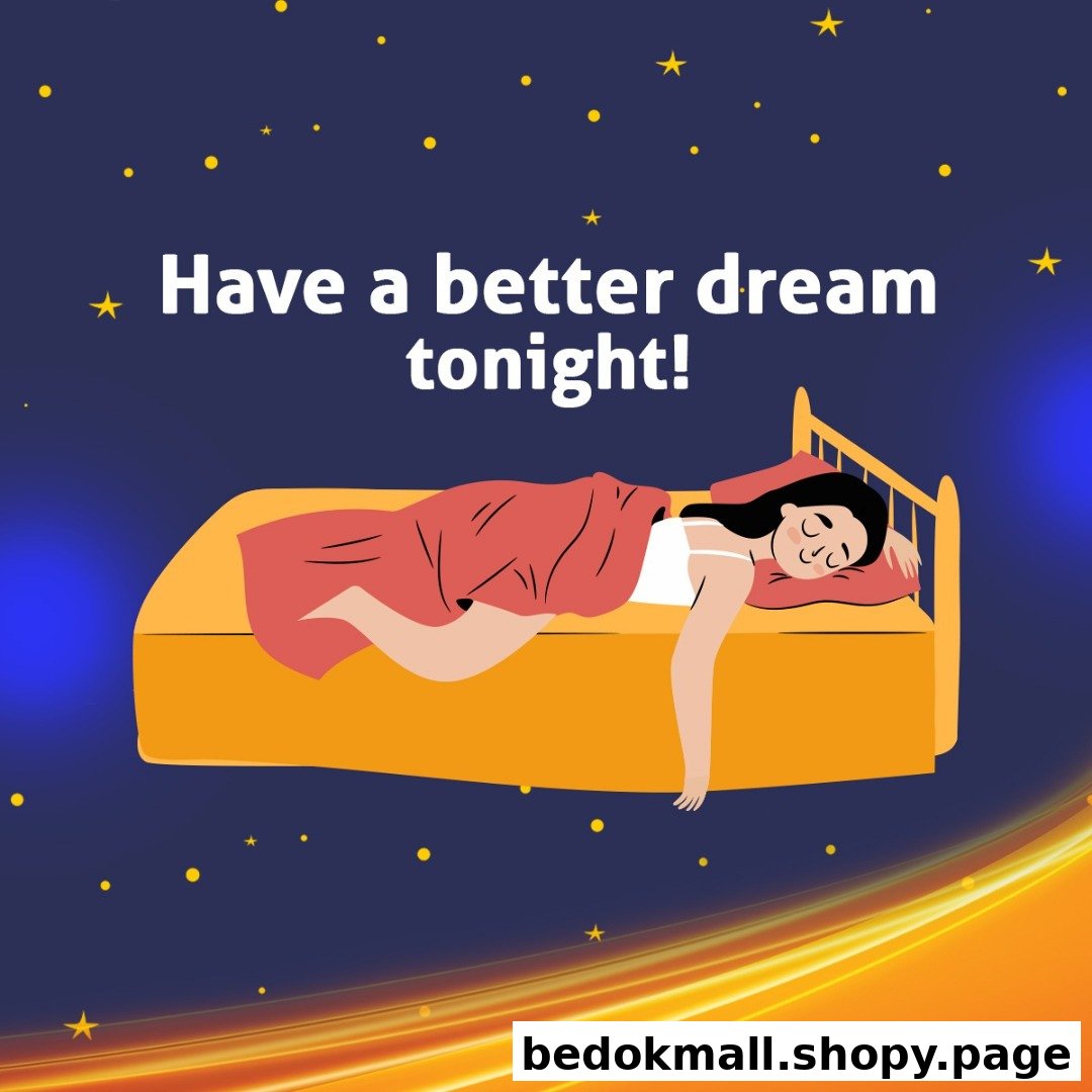 Illustration of a person sleeping soundly on a bed with stars and text.