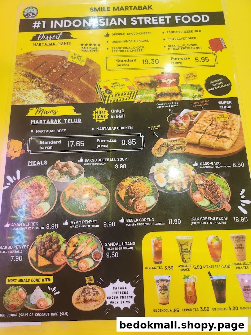 A detailed food menu with prices and images of Indonesian dishes and drinks.