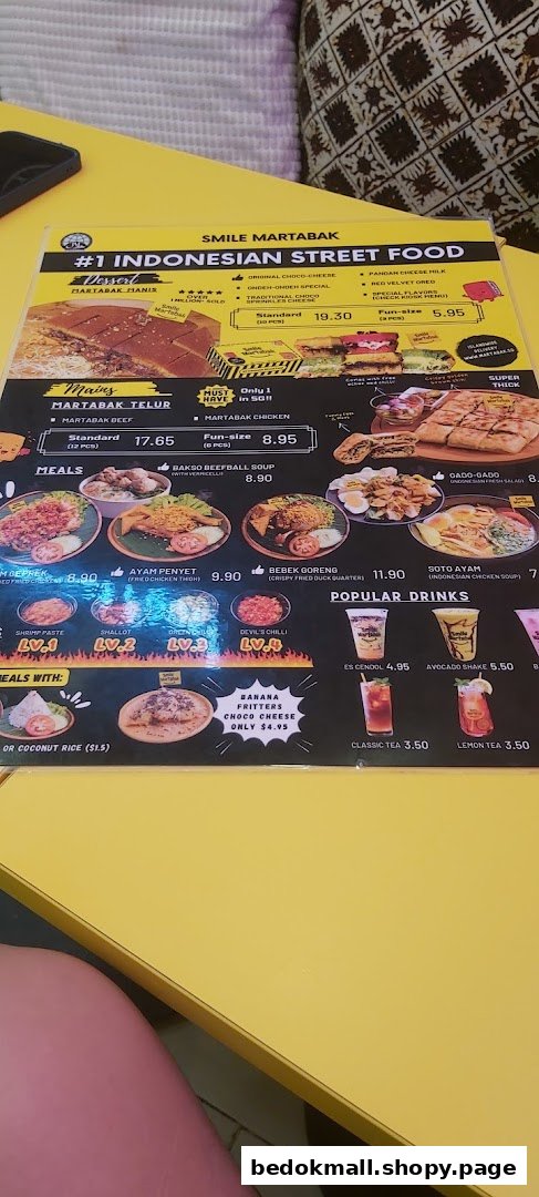 A detailed food and drink menu for Smile Martabak Café.