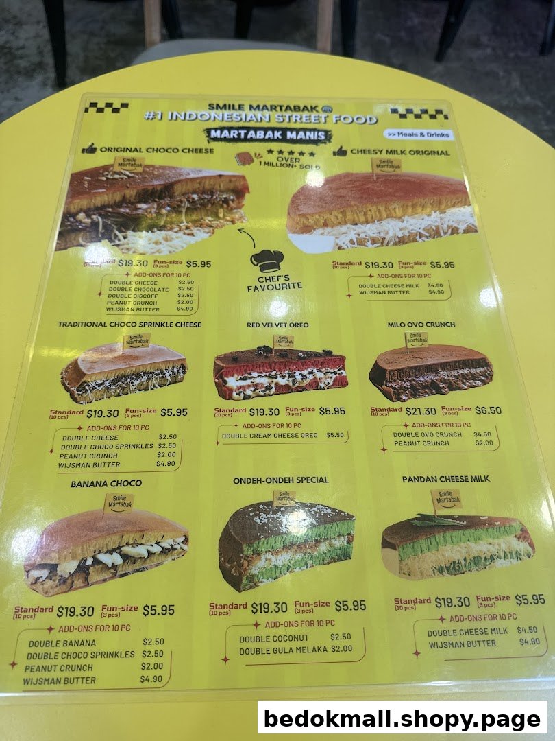 A menu displaying various martabak flavors with prices and images.