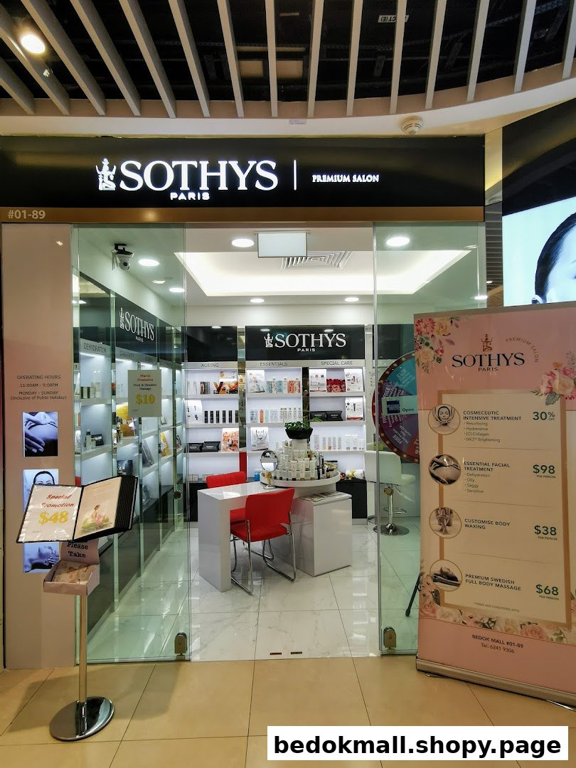 Sothys Premium Salon storefront with glass entrance and promotional banners outside.