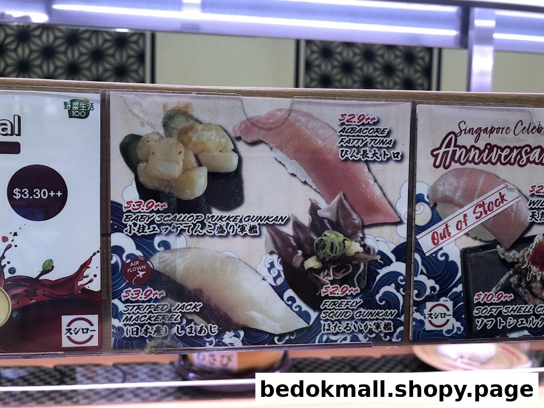 Close-up of a sushi menu display showing various dishes and prices.
