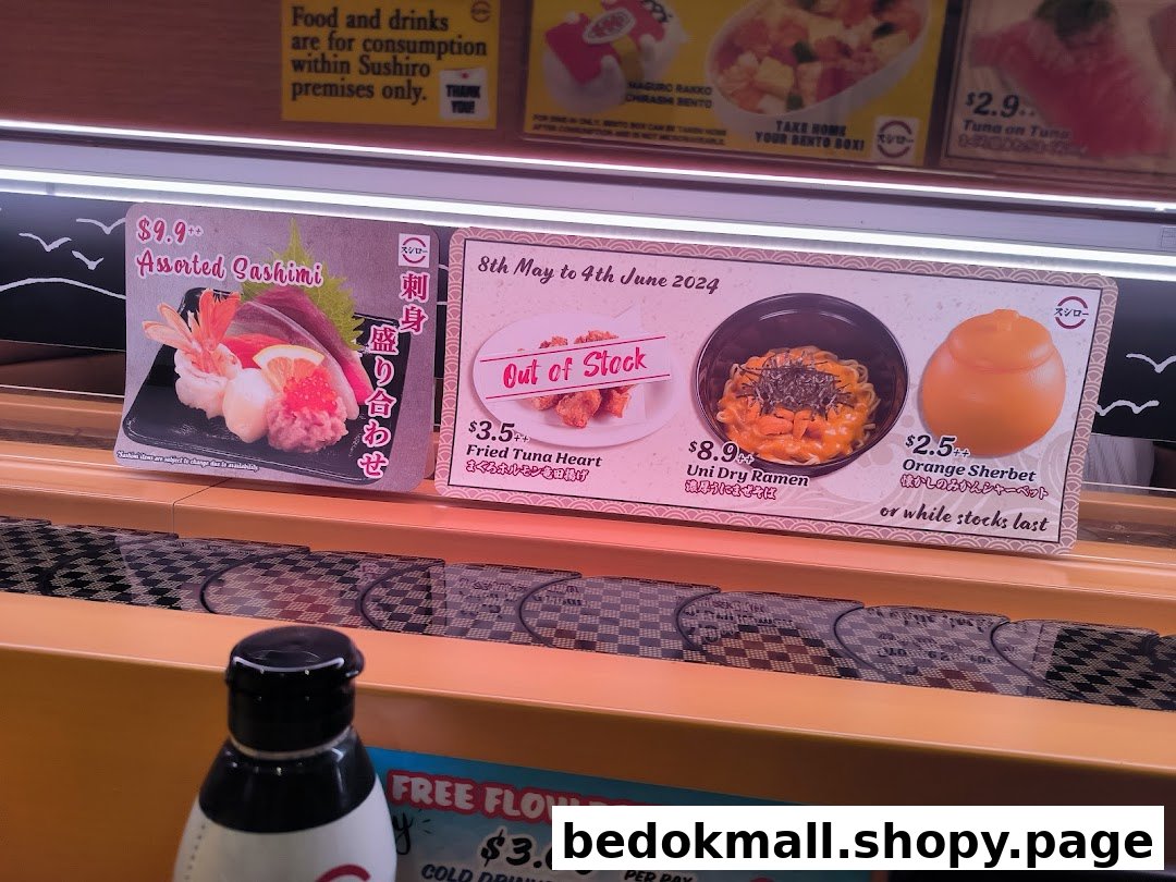 Image shows various food menus and prices at Sushiro.
