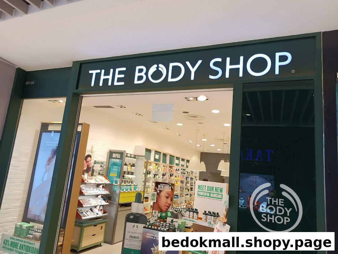 The Body Shop storefront with its prominent sign and products visible inside.