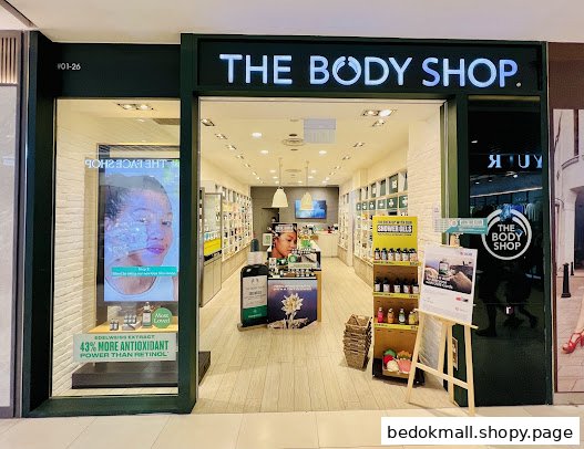 The Body Shop storefront with a display window and visible interior.