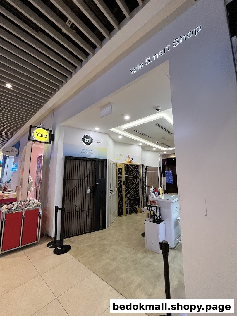 Entrance of Yale Smart Shop displaying various security doors.