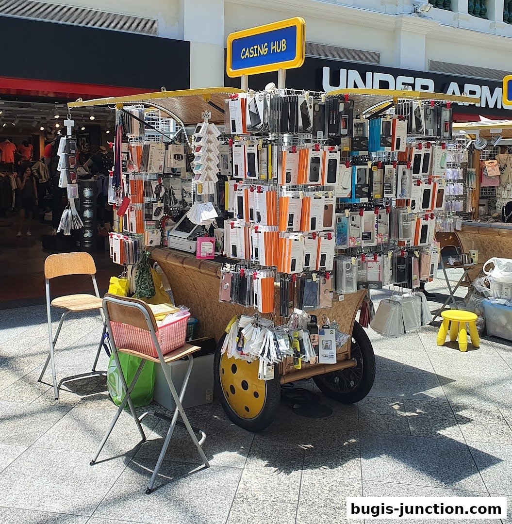 A stall displaying a wide variety of phone cases and accessories.