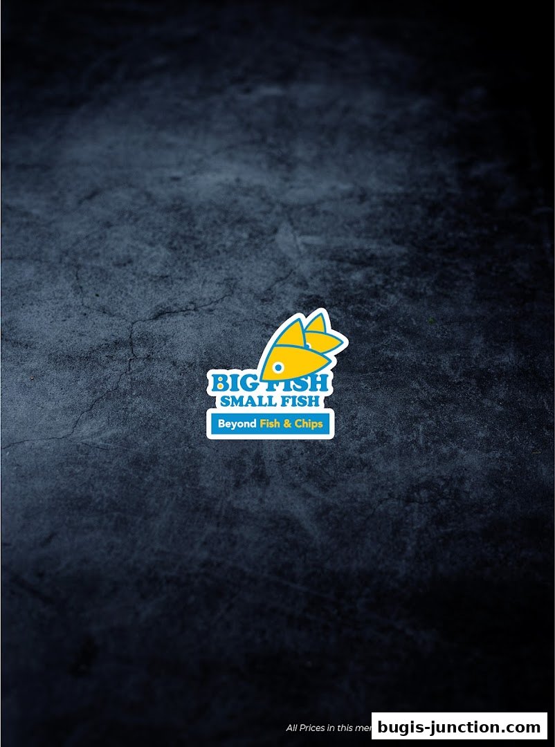 The logo for Big Fish Small Fish, a restaurant specializing in fish and chips.