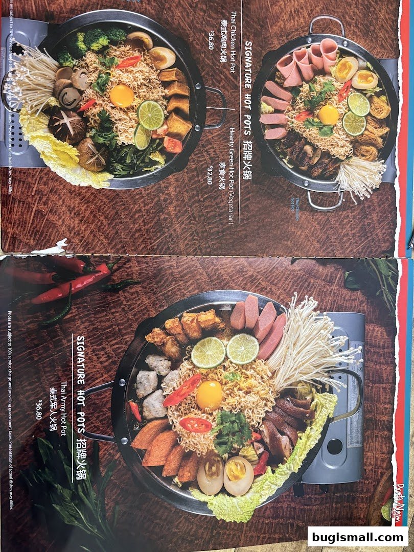 A menu showcasing three different signature hot pots with various ingredients and prices.