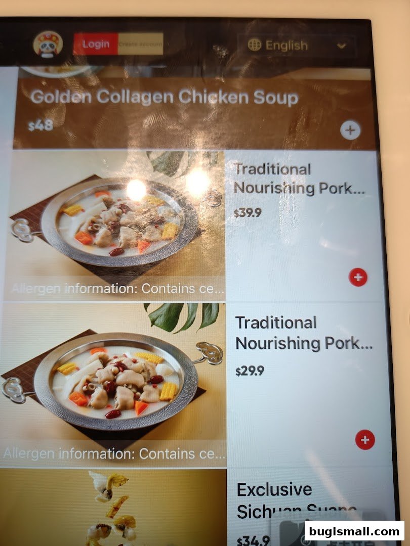 A digital menu displaying various hot pot soup bases and their prices.