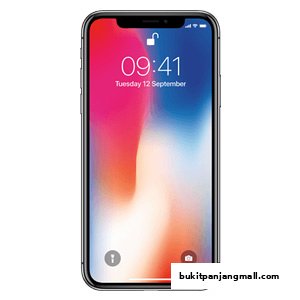 A close-up of an iPhone X displaying its lock screen with the time and date.