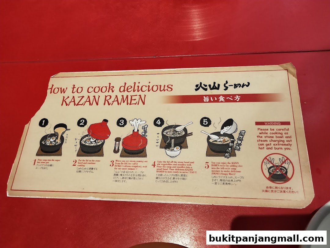 A guide on how to cook delicious Kazan Ramen, with illustrated steps and warnings.