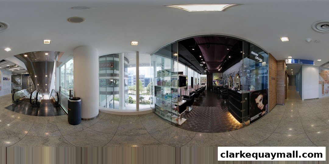 Interior view of Dion Salon, showcasing styling stations, product shelves, and a reception area.