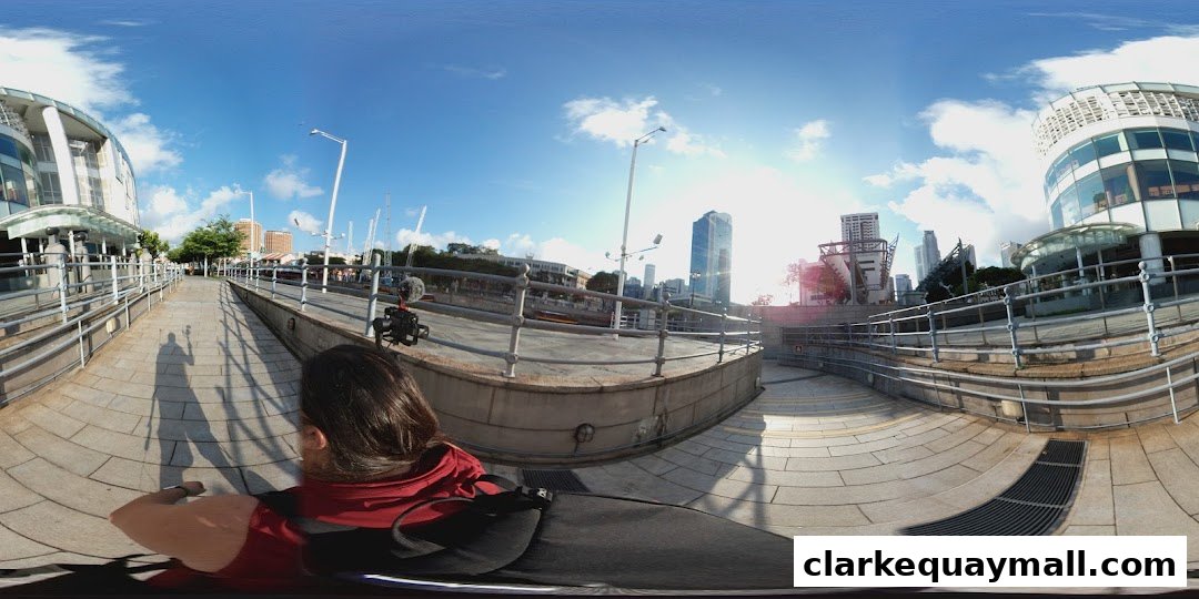 A person in a wheelchair on a paved walkway with buildings and a cityscape in the background.